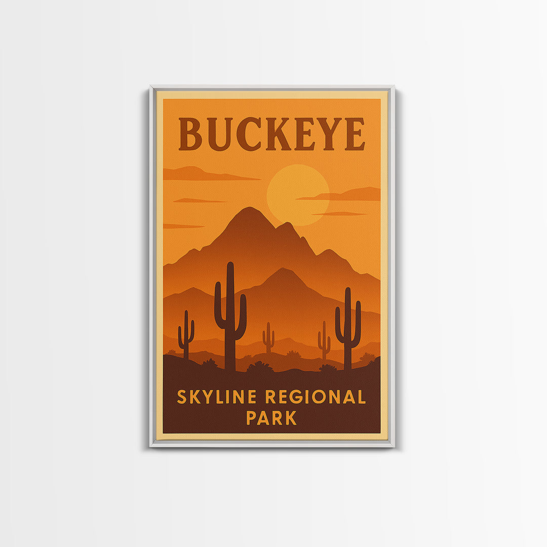 Buckeye Arizona Travel Poster, Framed Canvas Print, Gold Art Deco Poster Art, Buckeye Poster Print, Travel Poster Set, Wanderlust Decor