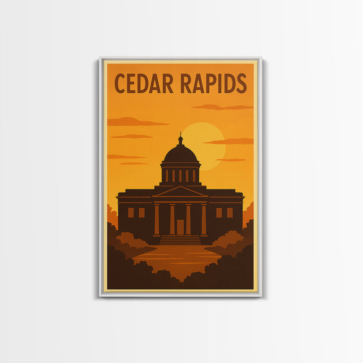 Cedar Rapids Iowa Travel Poster, Canvas Print, Golden Travel Poster Art, Cedar Rapids City Art, Vintage Travel Print, Travel Poster Art