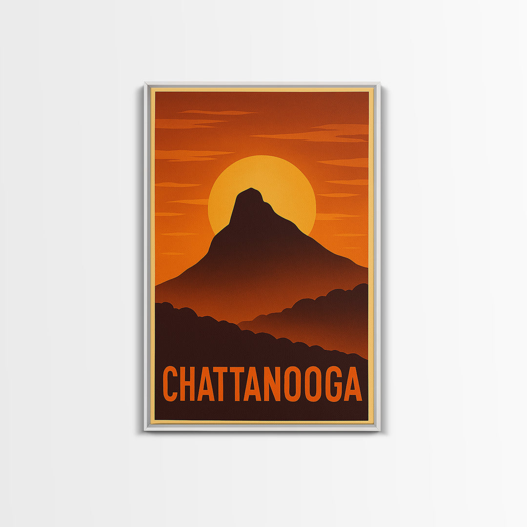 Chattanooga Travel Poster, Framed Canvas Print, Gold Art Deco Poster Art, Chattanooga Wall Art, Travel Art Print, Wanderlust Decor