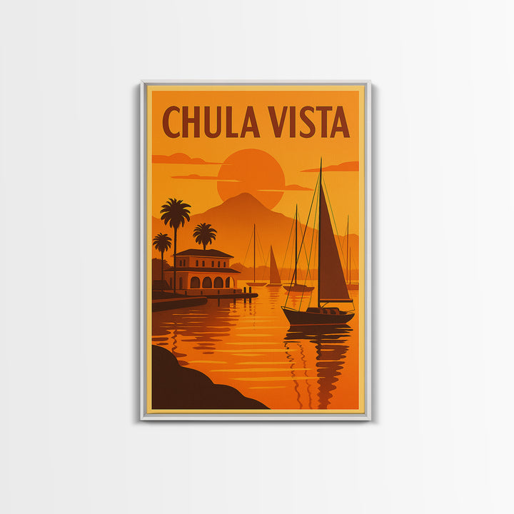 Chula Vista California Travel Poster, Canvas Print, Vintage Deco Wall Art, Chula Vista Art Print, Travel Poster Set, Travel Poster Art