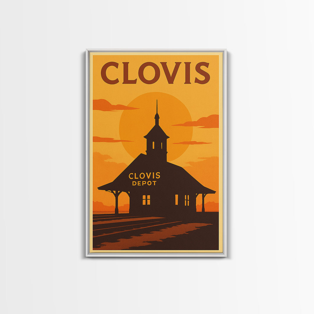 Clovis California Travel Poster, Canvas Print, Golden Travel Poster Art, Clovis Wall Art, Wall Decor, City Art Print, Wanderlust Decor