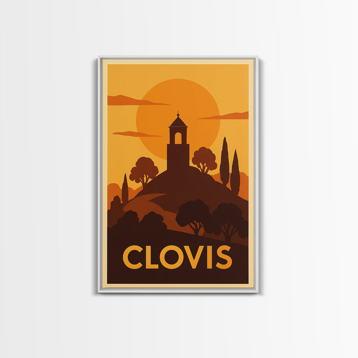 Clovis Travel Poster, Canvas Print, Gold Art Deco Poster Art, Clovis Poster Print, Living Room Wall Art, Travel Wall Decor, Poster Print