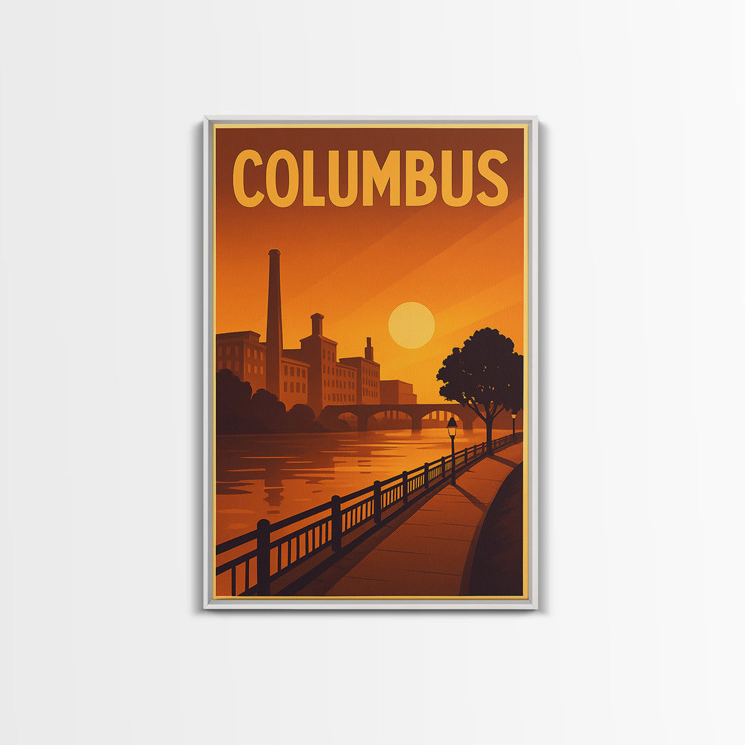 Columbus Ohio Travel Poster, Canvas Print, Vintage Deco Wall Art, Columbus Art Print, Travel Art Print, Gift For Travelers, Travel Print