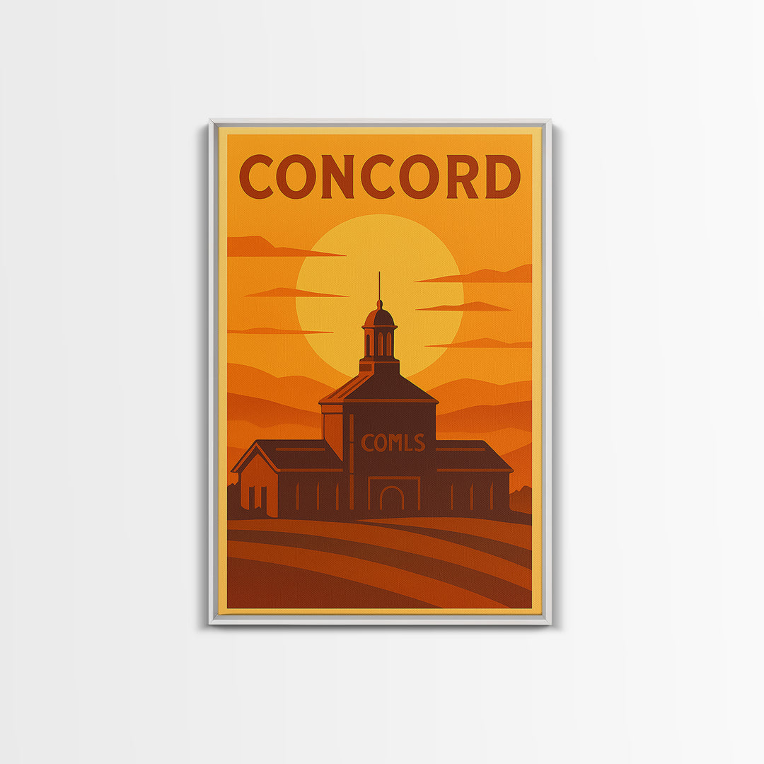 Concord California Travel Poster, Canvas Print, Warm Sunset Silhouette Art, Concord Poster Print, Travel Poster Art, City Illustration