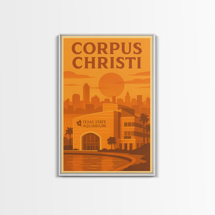 Corpus Christi Texas Travel Poster, Canvas Print, Gold Art Deco Poster Art, Corpus Christi Poster Print, Travel Poster Art, Travel Gift