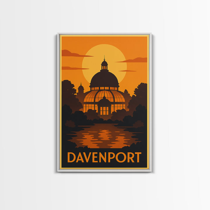 Davenport Iowa Travel Poster, Canvas Print, Golden Travel Poster Art, Davenport Poster Print, Travel Poster Art, Modern Wall Decor, Wall Art