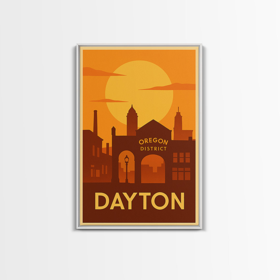 Dayton Travel Poster, Canvas Print, Vintage Deco Wall Art, Dayton City Art, Mid Century Wall Art, Travel Art Print, Gift For Travelers