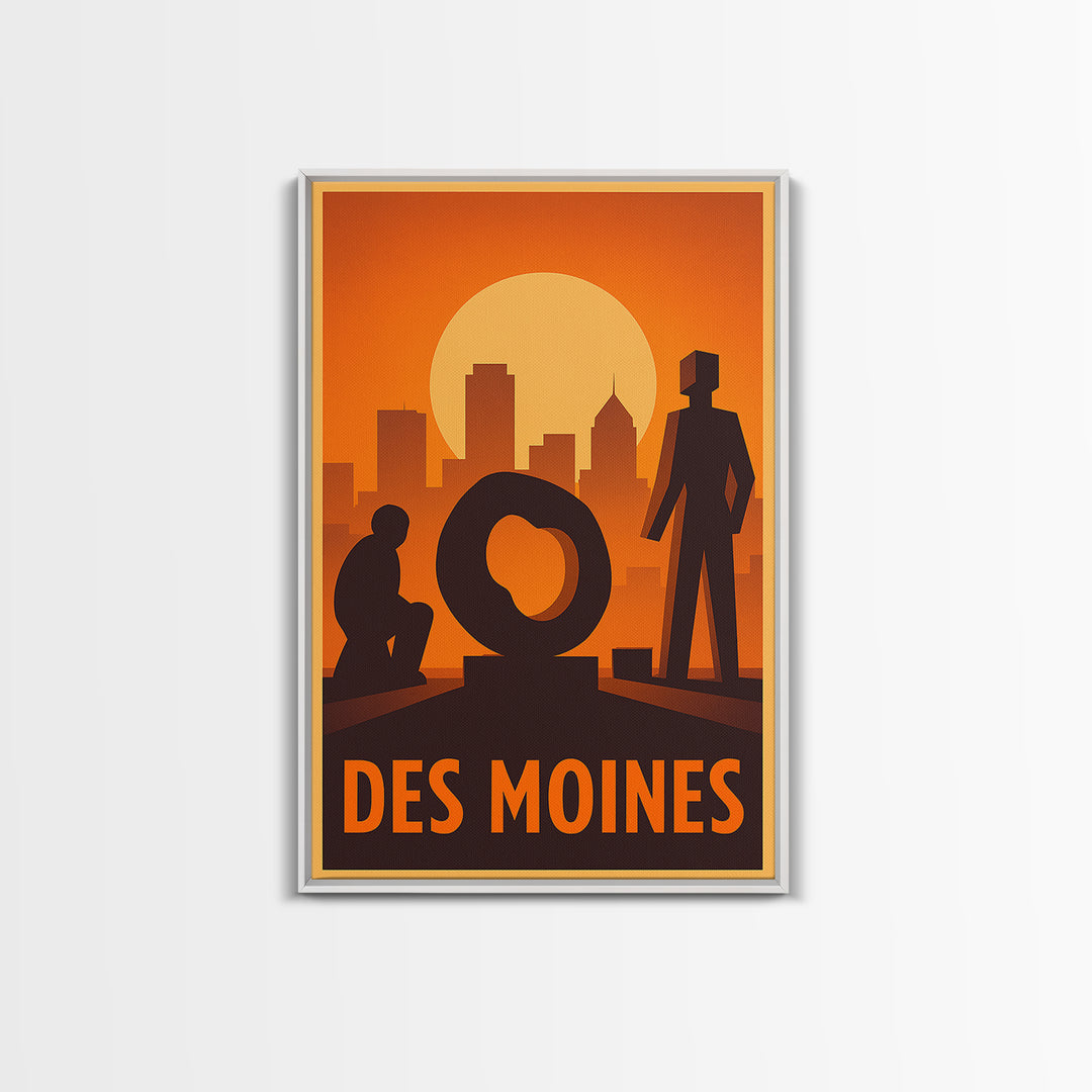 Des Moines Travel Poster, Canvas Print, Gold Art Deco Poster Art, Des Moines Art Print, Travel Wall Art, Home Office Decor, Travel Print