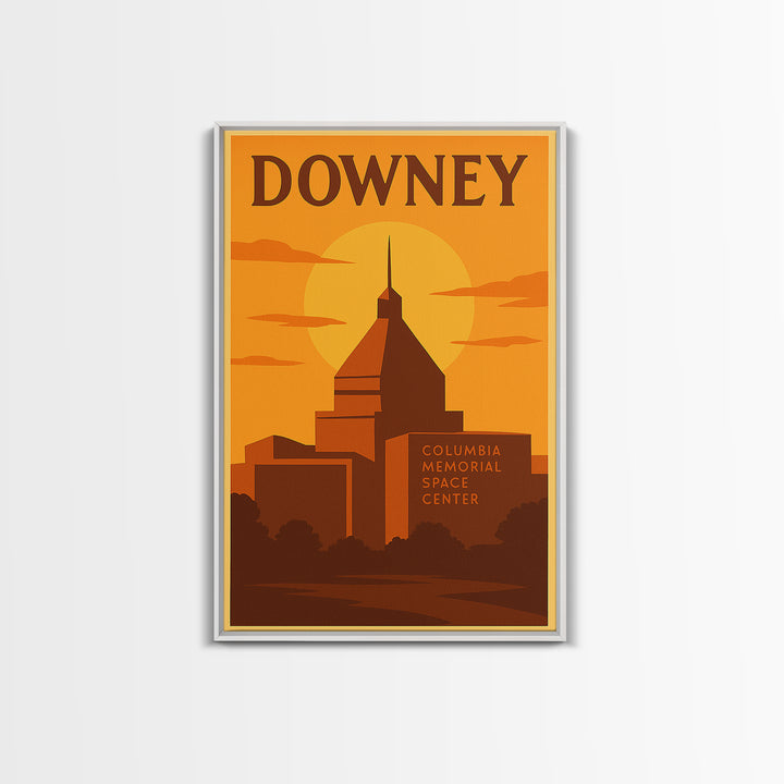 Downey California Travel Poster, Canvas Print, Gold Art Deco Poster Art, Downey Wall Art, Gift For Travelers, Retro Travel Print, Wall Decor