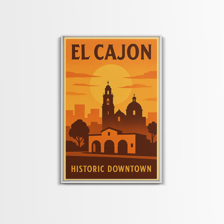 El Cajon California Travel Poster, Canvas Print, Vintage Deco Wall Art, El Cajon Art Print, City Poster, Travel Wall Art, Retro Travel Print