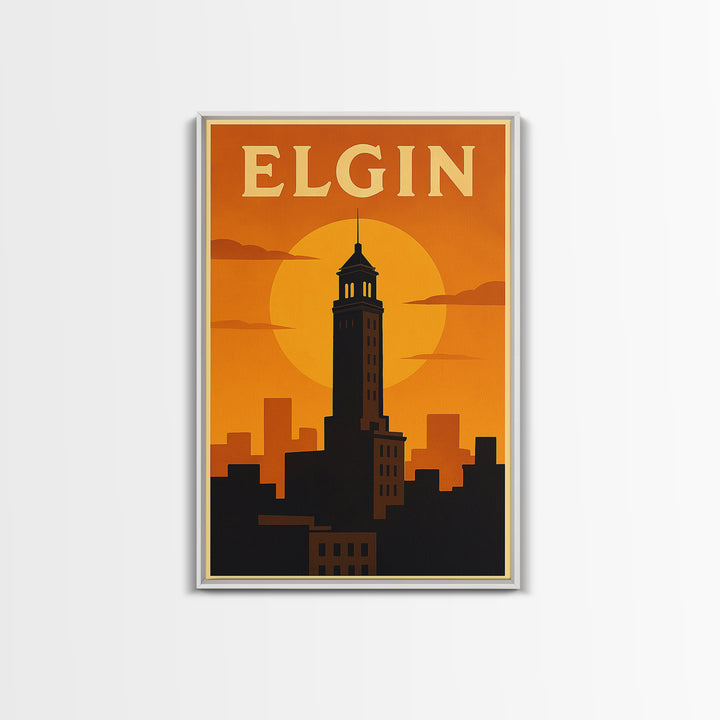 Elgin Travel Poster, Canvas Print, Golden Travel Poster Art, Elgin Poster Print, Retro Travel Print, Travel Poster Art, Travel Wall Decor