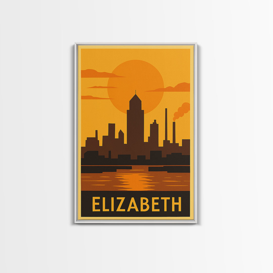 Elizabeth Travel Poster, Canvas Print, Vintage Deco Wall Art, Elizabeth Art Print, Travel Poster Set, City Art Print, Travel Poster Art