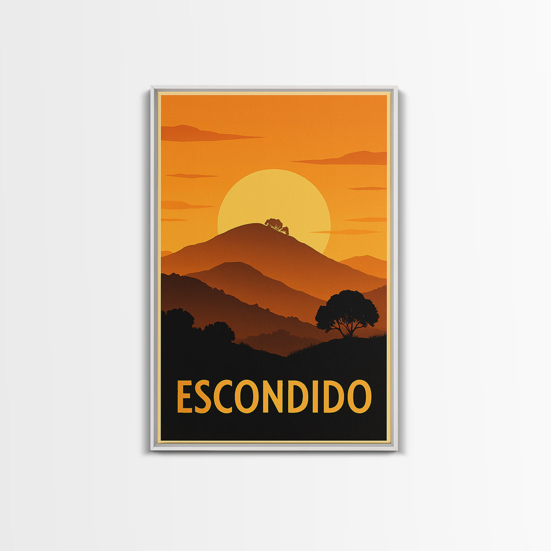 Escondido Travel Poster, Framed Canvas Print, Golden Travel Poster Art, Escondido City Art, Fine Art Print, Travel Art Print, Art Print
