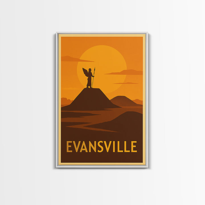 Evansville Travel Poster, Canvas Print, Golden Travel Poster Art, Evansville Poster Print, City Travel Prints, Travel Poster Art