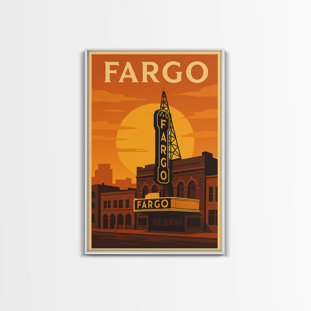 Fargo North Dakota Travel Poster, Canvas Print, Golden Travel Poster Art, Fargo Art Print, Travel Poster Set, Wall Art, Home Office Decor