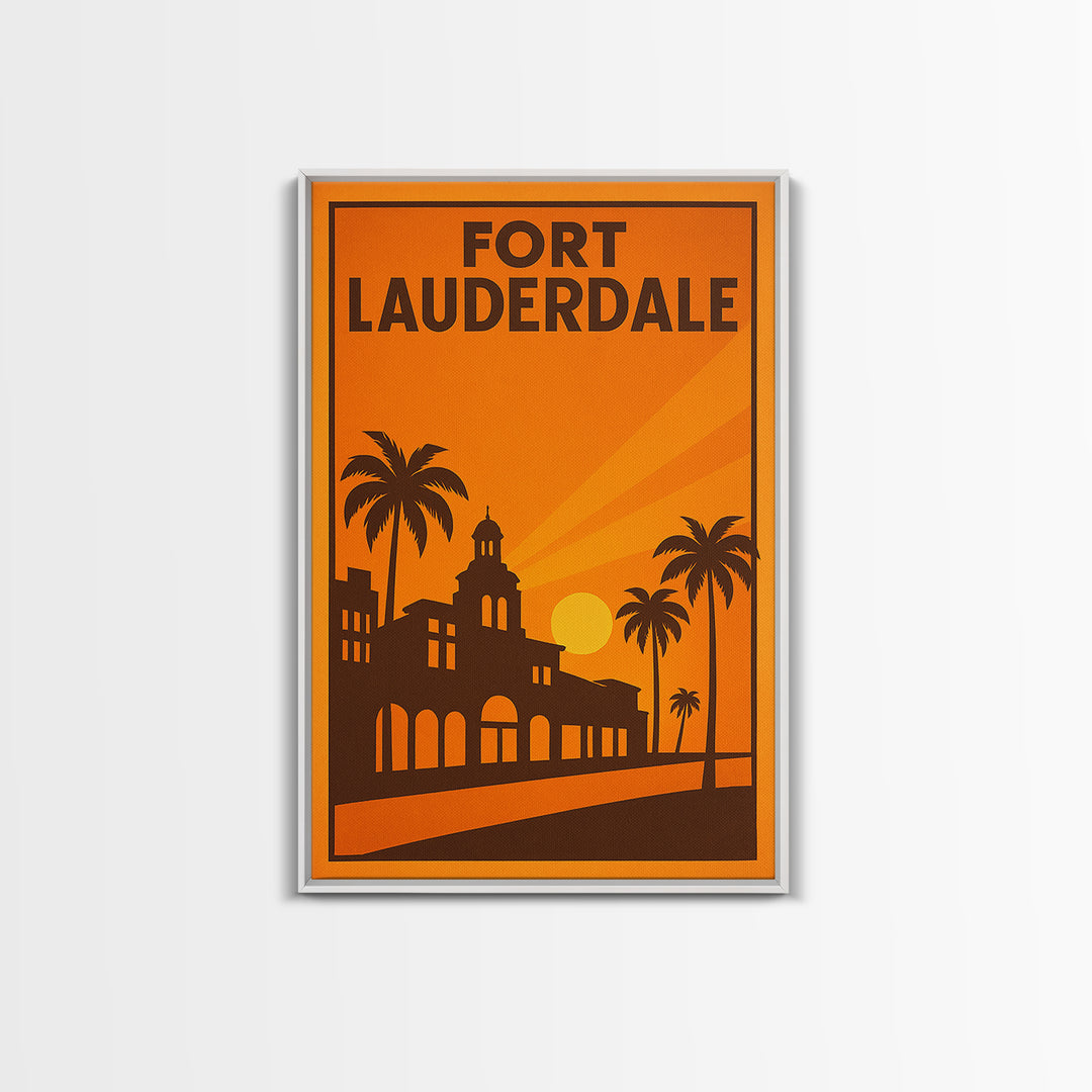 Fort Lauderdale Florida Travel Poster, Canvas Print, Golden Travel Poster Art, Fort Lauderdale Art Print, Travel Poster Set, City Art Print