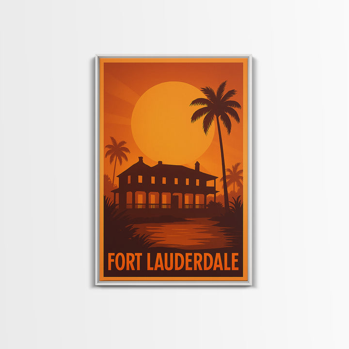 Fort Lauderdale Travel Poster, Canvas Print, Golden Travel Poster Art, Fort Lauderdale City Art, Travel Poster Art, Eclectic Wall Decor