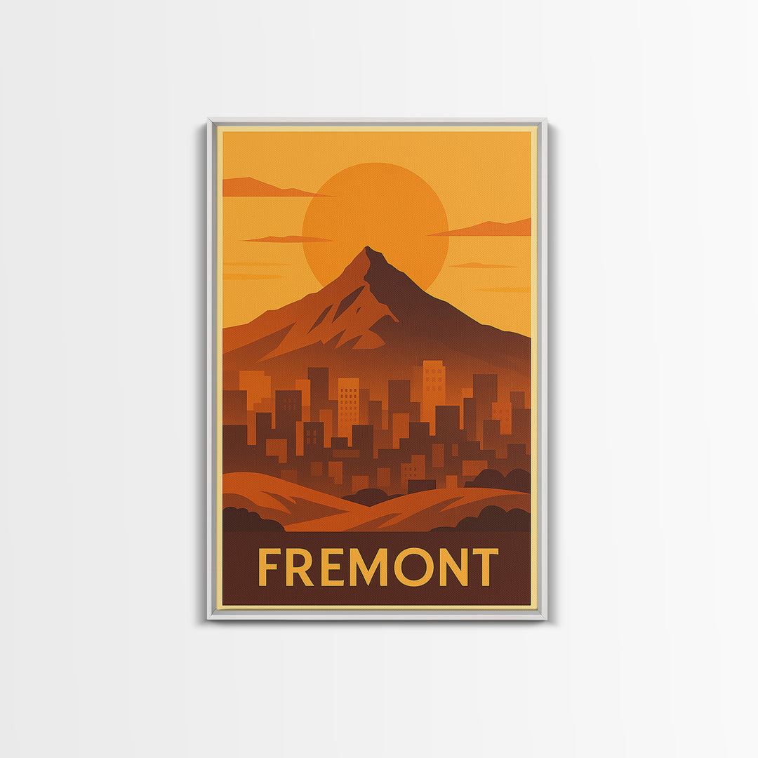 Fremont Travel Poster, Framed Canvas Print, Golden Travel Poster Art, Fremont Wall Art, Travel Poster Art, Wanderlust Decor, Poster Print
