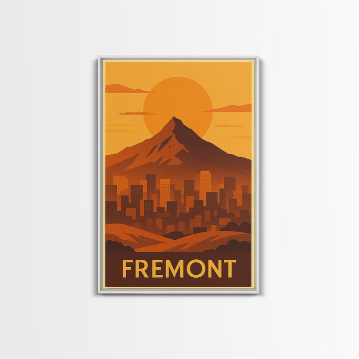 Fremont Travel Poster, Framed Canvas Print, Golden Travel Poster Art, Fremont Wall Art, Travel Poster Art, Wanderlust Decor, Poster Print