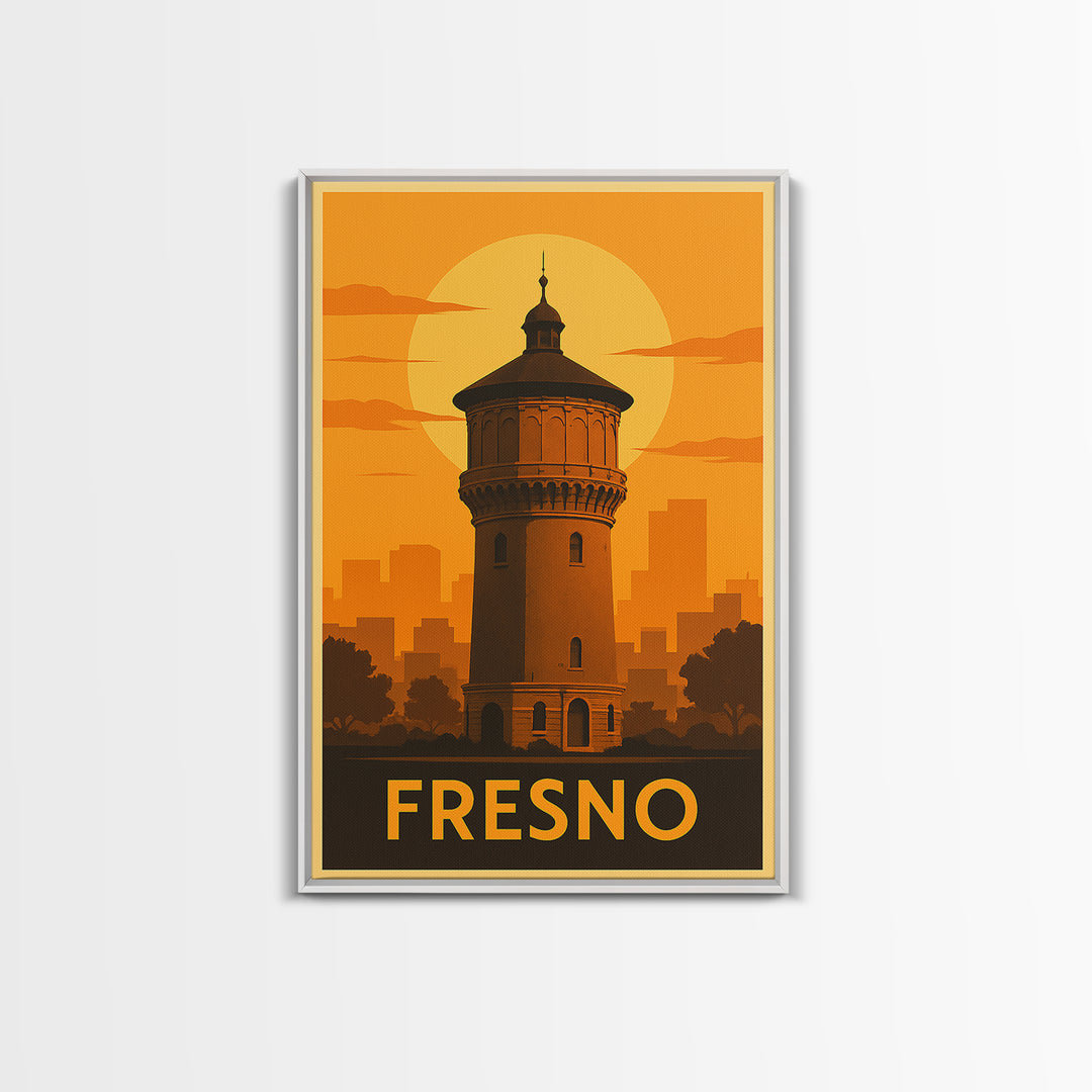 Fresno Travel Poster, Canvas Print, Vintage Deco Wall Art, Fresno City Art, Vintage Travel Print, Vintage Travel Art, Travel Art Print