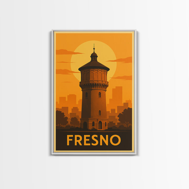 Fresno Travel Poster, Canvas Print, Vintage Deco Wall Art, Fresno City Art, Vintage Travel Print, Vintage Travel Art, Travel Art Print