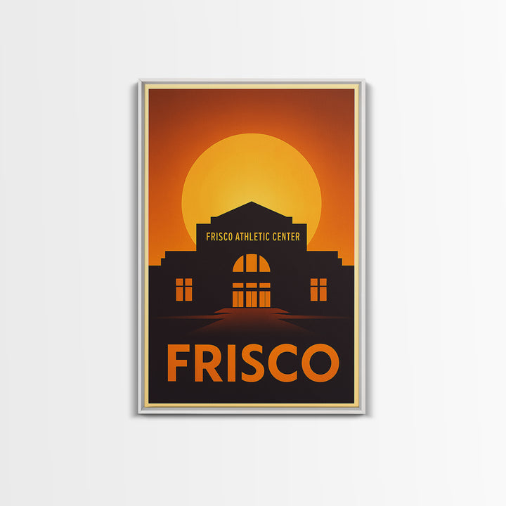 Frisco Travel Poster, Framed Canvas Print, Warm Sunset Silhouette Art, Frisco Art Print, City Travel Prints, Travel Art Print, Wall Art