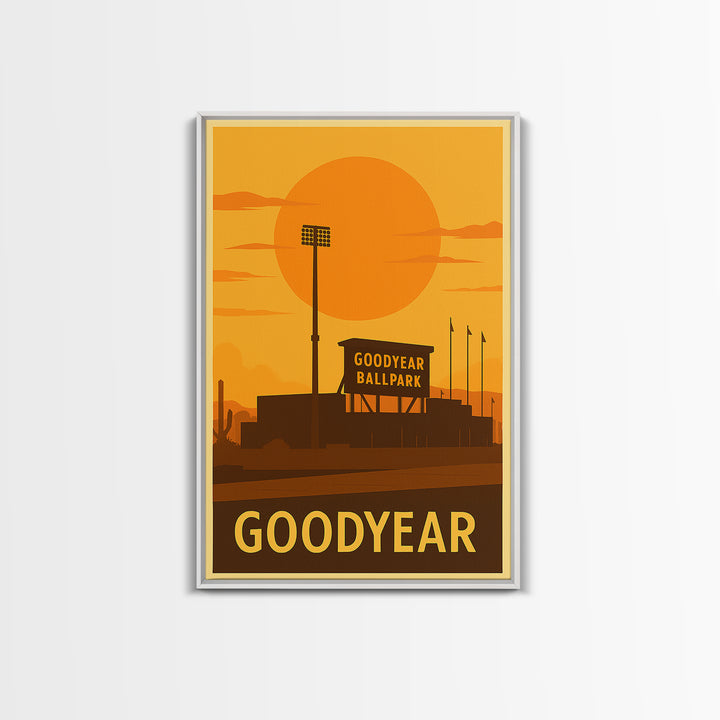 Goodyear Travel Poster, Canvas Print, Golden Travel Poster Art, Goodyear City Art, Travel Poster Art, Retro Travel Print, Home Office Decor
