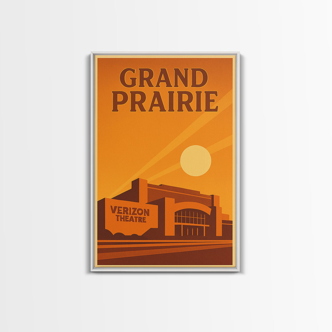 Grand Prairie Texas Travel Poster, Canvas Print, Gold Art Deco Poster Art, Grand Prairie Art Print, City Travel Prints, Wanderlust Decor