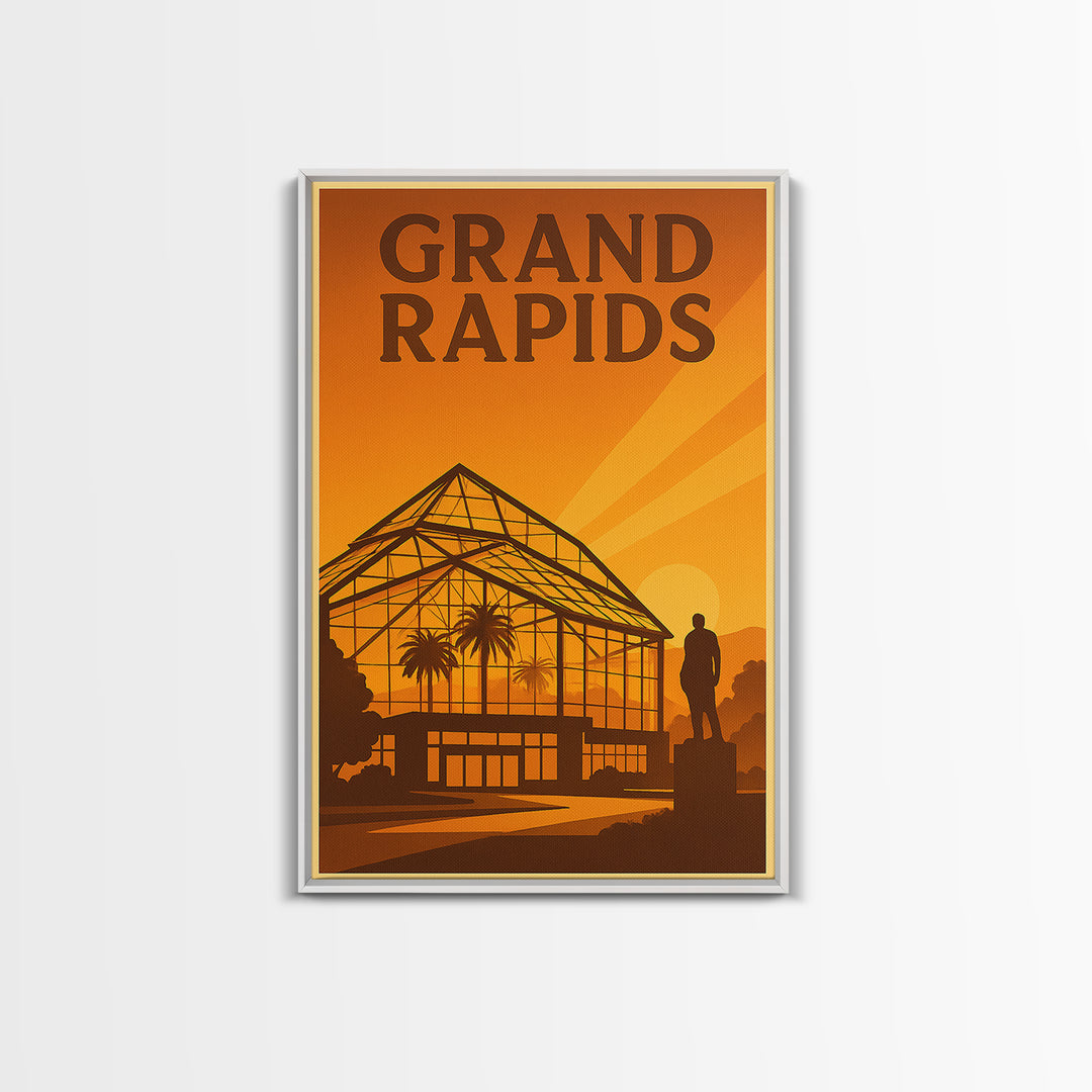 Grand Rapids Michigan Travel Poster, Canvas Print, Golden Travel Poster Art, Grand Rapids Art Print, Home Office Decor, City Travel Prints
