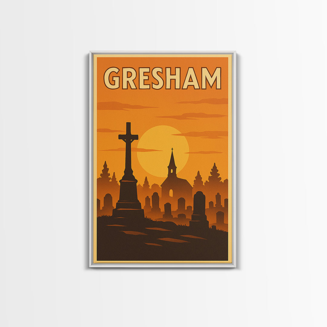 Gresham Oregon Travel Poster, Canvas Print, Golden Travel Poster Art, Gresham Poster Print, Retro Travel Print, Wall Decor, Poster Print
