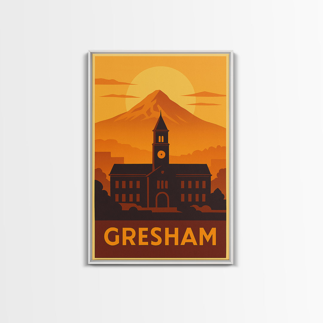 Gresham Travel Poster, Canvas Print, Vintage Deco Wall Art, Gresham Poster Print, City Travel Prints, Vintage City Poster, Travel Wall Art