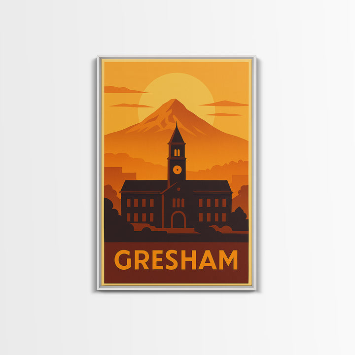 Gresham Travel Poster, Canvas Print, Vintage Deco Wall Art, Gresham Poster Print, City Travel Prints, Vintage City Poster, Travel Wall Art