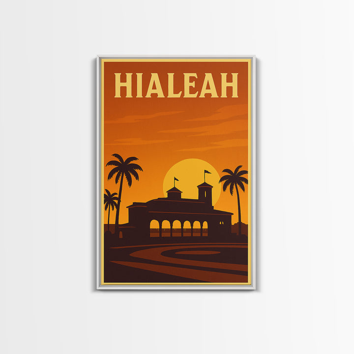 Hialeah Florida Travel Poster, Framed Canvas Print, Gold Art Deco Poster Art, Hialeah Travel Art, Retro Travel Print, Travel Poster Art