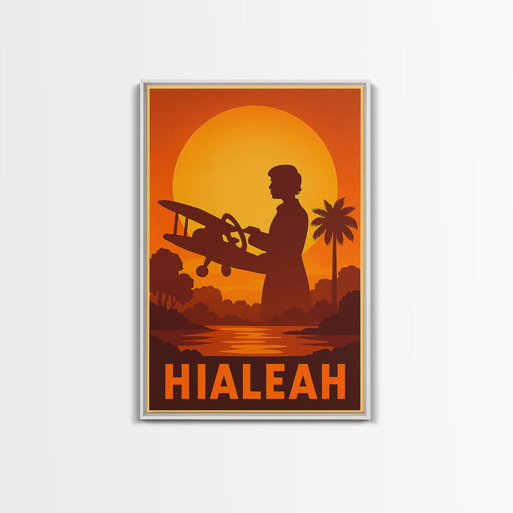 Hialeah Travel Poster, Canvas Print, Golden Travel Poster Art, Hialeah Poster Print, Vintage City Art, Vintage City Poster, Retro Poster