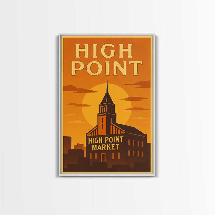 High Point North Carolina Travel Poster, Canvas Print, Gold Art Deco Poster Art, High Point City Art, Wall Decor, Mid Century Wall Art