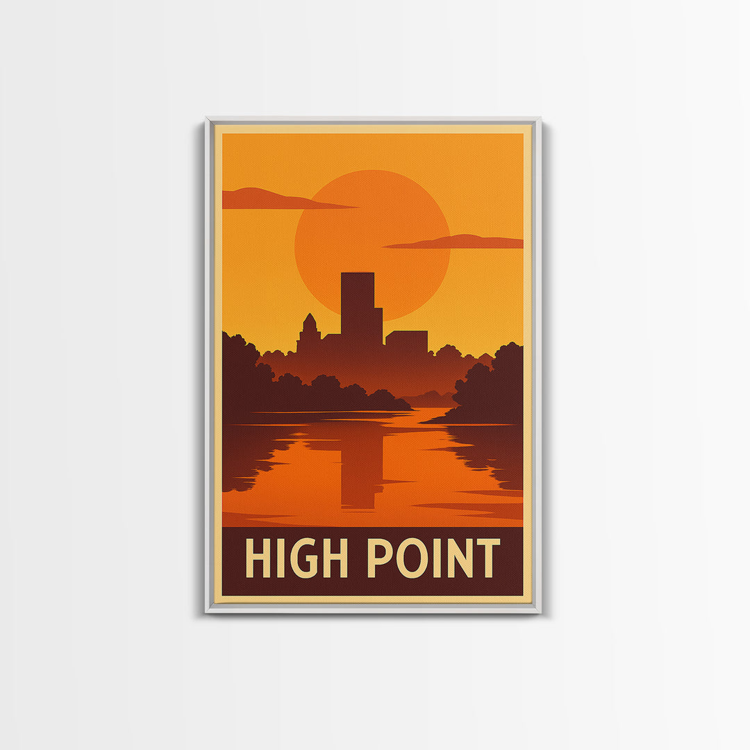 High Point Travel Poster, Canvas Print, Gold Art Deco Poster Art, High Point Wall Art, Mid Century Wall Art, Travel Poster Set