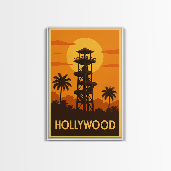 Hollywood Travel Poster, Canvas Print, Vintage Deco Wall Art, Hollywood Poster Print, Fine Art Print, Vintage City Poster, Travel Wall Art