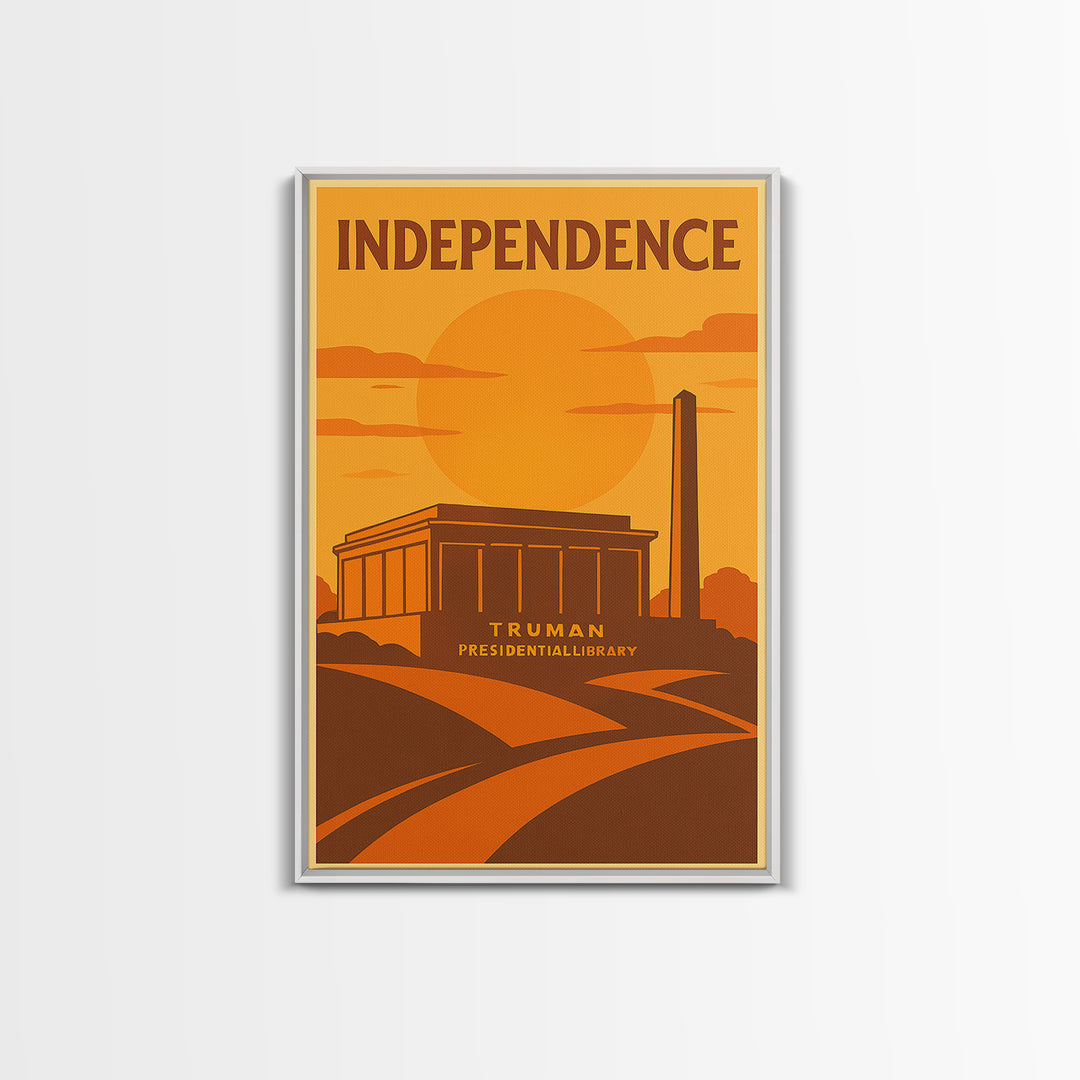 Independence Missouri Travel Poster, Canvas Print, Vintage Deco Wall Art, Independence Travel Art, Retro Travel Print, City Illustration