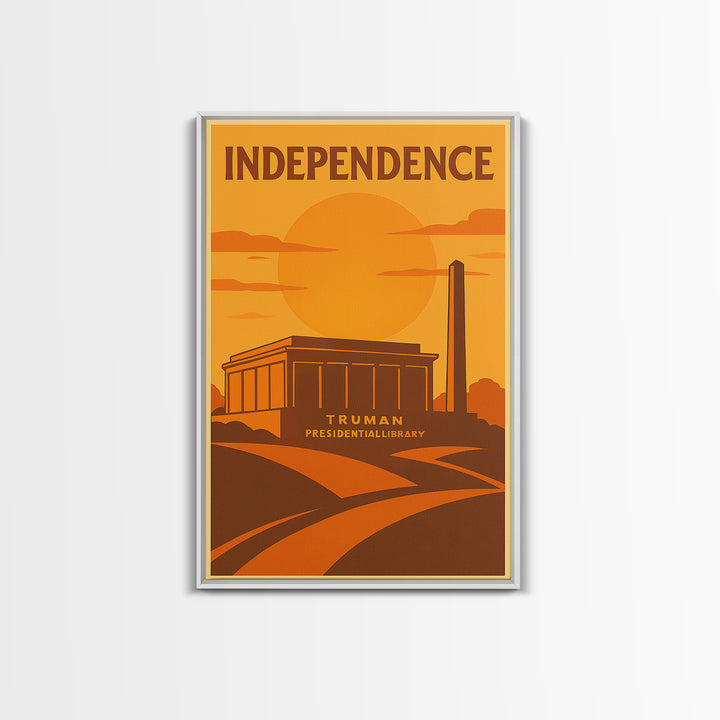 Independence Missouri Travel Poster, Canvas Print, Vintage Deco Wall Art, Independence Travel Art, Retro Travel Print, City Illustration