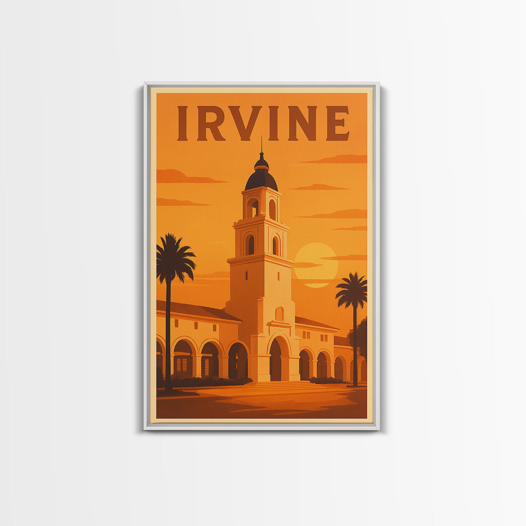 Irvine California Travel Poster, Canvas Print, Golden Poster Art, Irvine Art Print, Vintage City Art, City Art Print, Travel Art Print