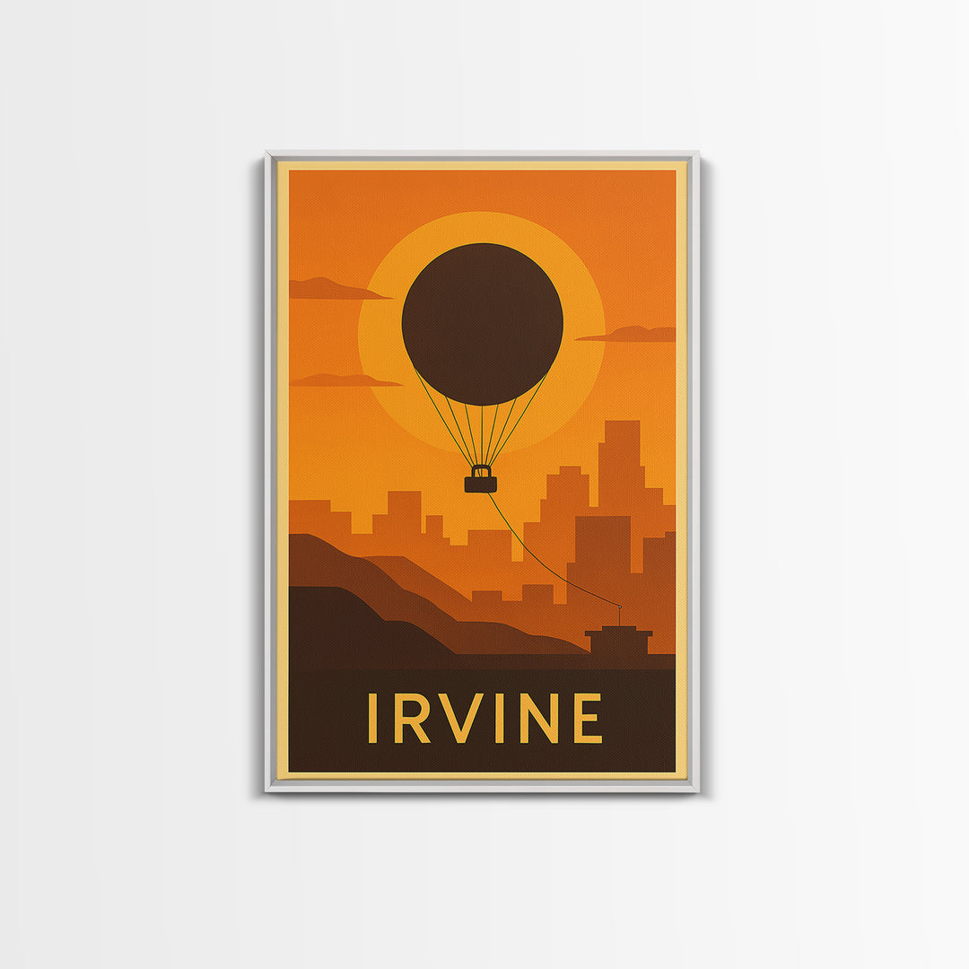 Irvine Travel Poster, Canvas Print, Golden Travel Poster Art, Irvine Poster Print, Watercolor Cityscape, Mid Century Wall Art, Design 2