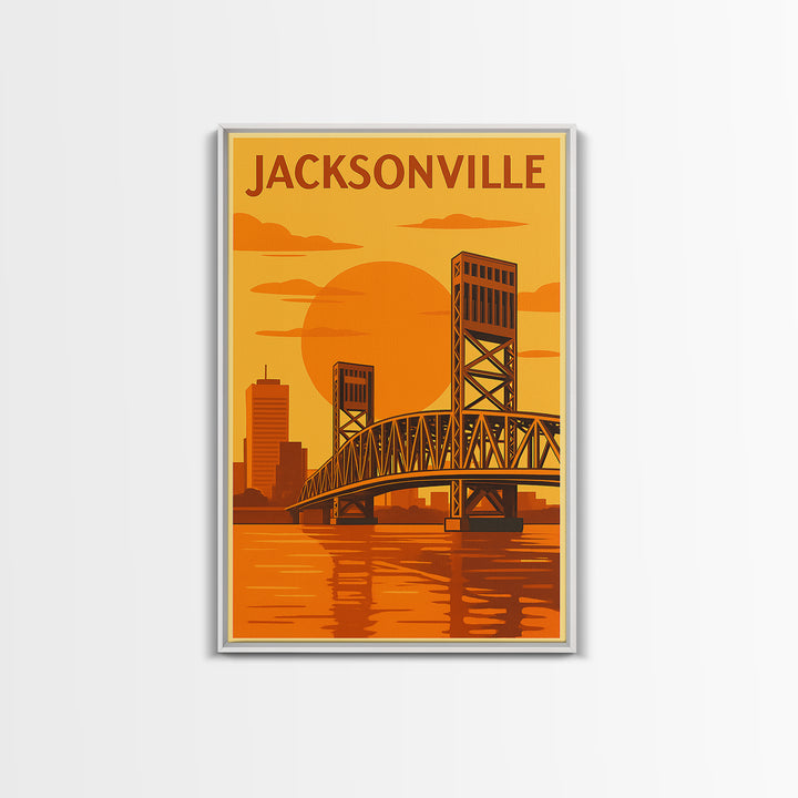 Jacksonville Florida Travel Poster, Canvas Print, Vintage Deco Wall Art, Jacksonville Art Print, Travel Poster Art, Living Room Wall Art