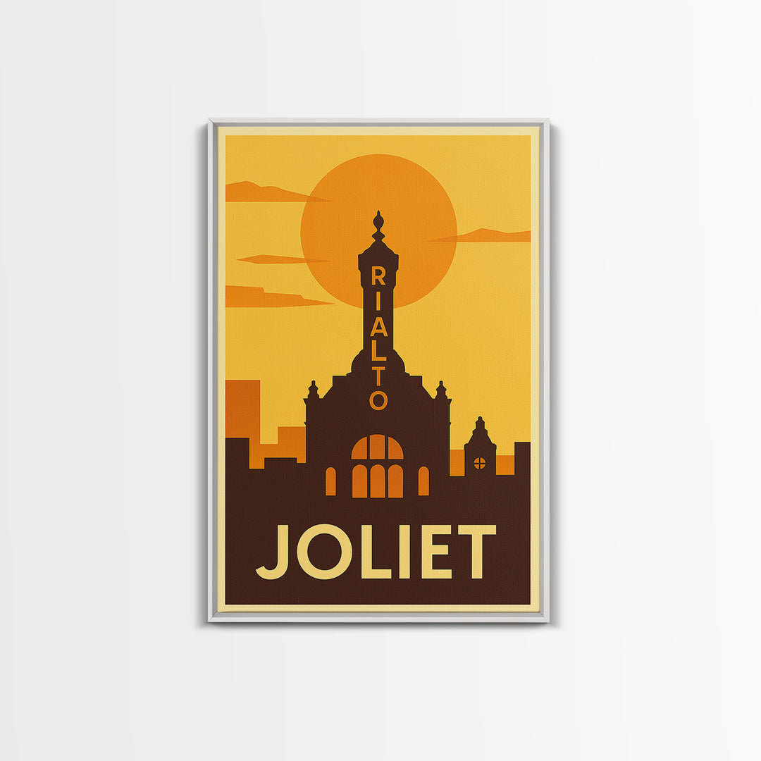 Joliet Travel Poster, Canvas Print, Vintage Deco Wall Art, Joliet Wall Art, Vintage City Poster, Travel Poster Art, Travel Poster Set