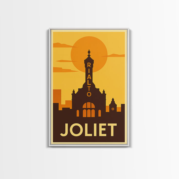 Joliet Travel Poster, Canvas Print, Vintage Deco Wall Art, Joliet Wall Art, Vintage City Poster, Travel Poster Art, Travel Poster Set