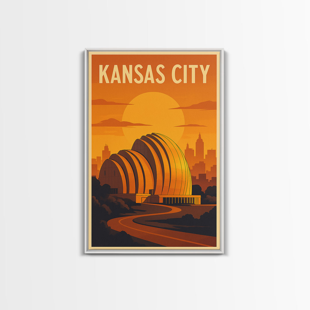 Kansas City Missouri Travel Poster, Canvas Print, Gold Art Deco Poster Art, Kansas City City Art, Gift For Travelers, Watercolor Skyline