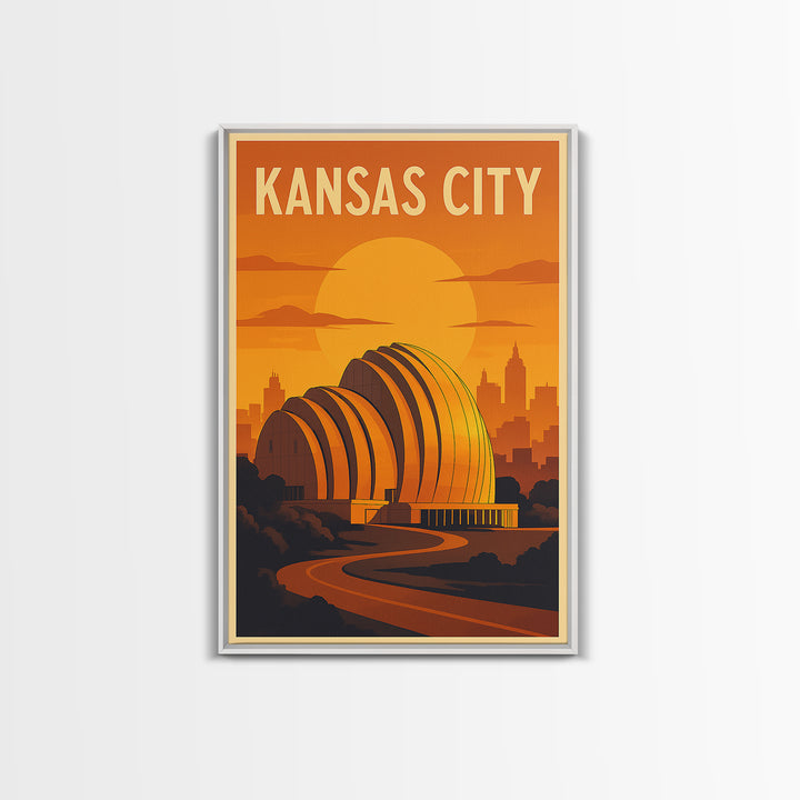 Kansas City Missouri Travel Poster, Canvas Print, Gold Art Deco Poster Art, Kansas City City Art, Gift For Travelers, Watercolor Skyline