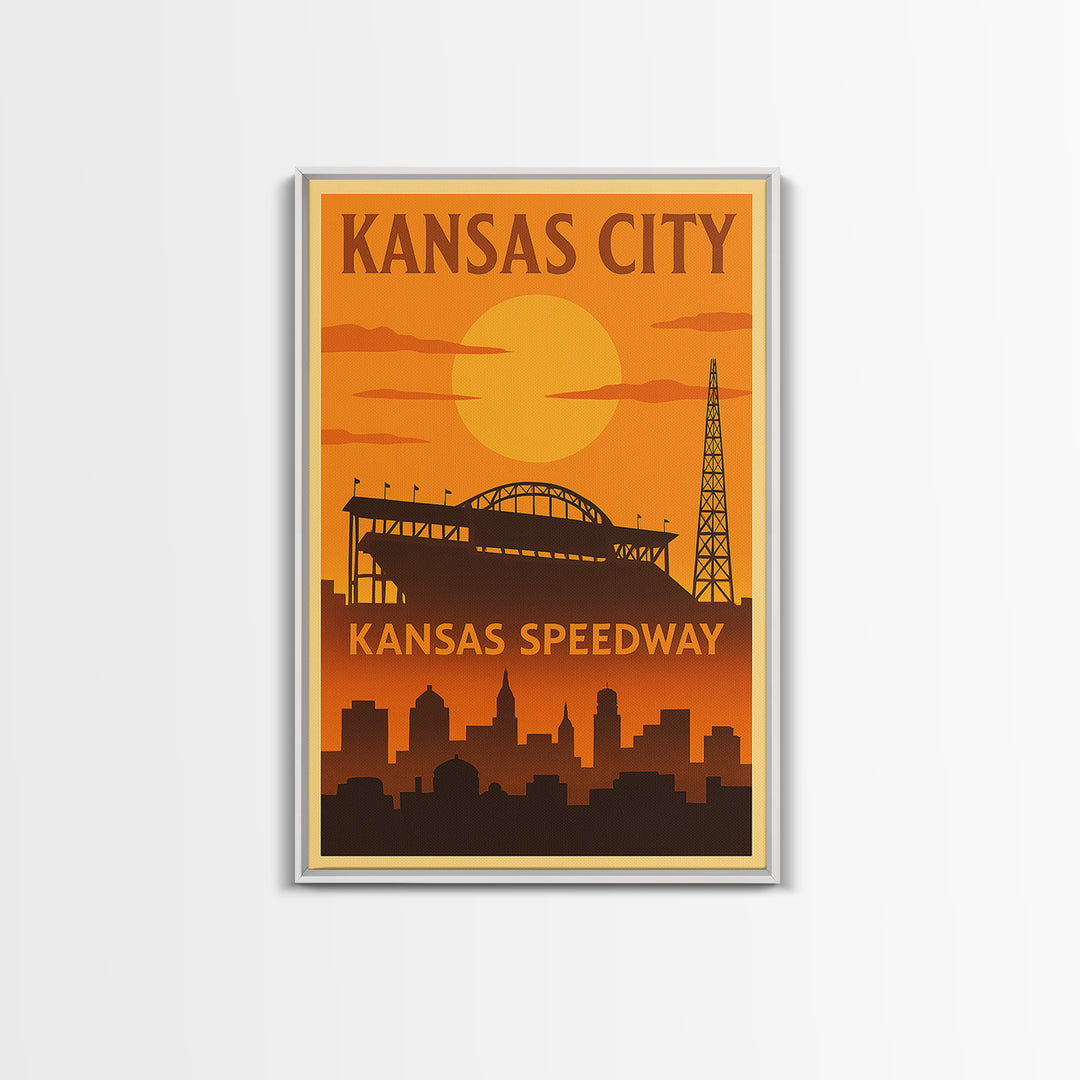 Kansas City Travel Poster, Framed Canvas Print, Vintage Deco Wall Art, Kansas City City Art, Living Room Wall Art, Mid Century Wall Art