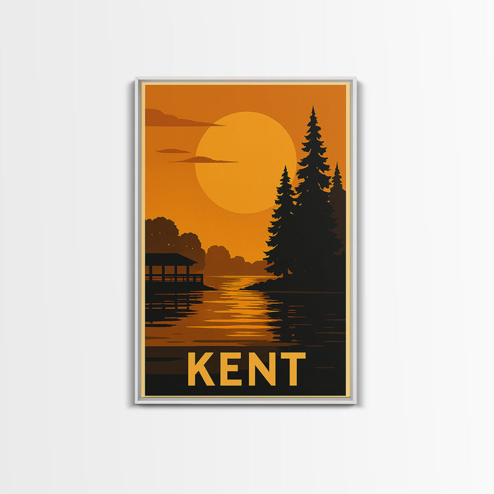 Kent Travel Poster, Canvas Print, Gold Art Deco Poster Art, Kent Wall Art, Fine Art Print, Watercolor Urban Skyline, Eclectic Wall Decor