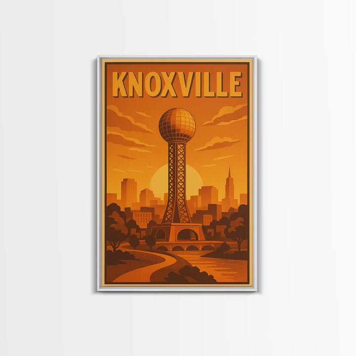 Knoxville Tennessee Travel Poster, Canvas Print, Gold Art Deco Poster Art, Knoxville City Art, City Illustration, Fine Art Print, Wall Decor