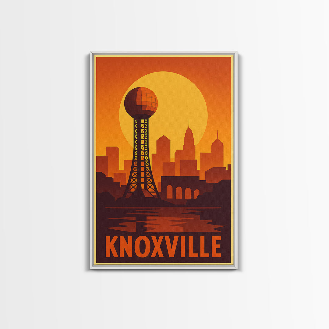 Knoxville Travel Poster, Canvas Print, Gold Art Deco Poster Art, Knoxville Art Print, Living Room Wall Art, Travel Wall Decor, Design 2